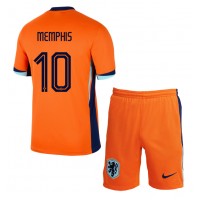 Echipament fotbal Olanda Memphis Depay #10 Tricou Acasa European 2024 pentru copii maneca scurta (+ Pantaloni scurti)